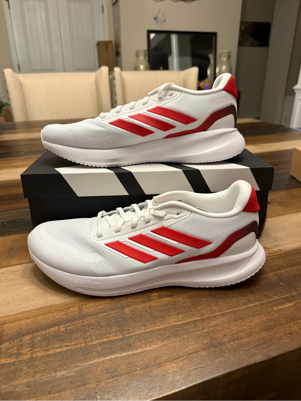 adidas Men’s White & Red Athletic Running Shoes